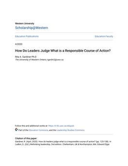 How Do Leaders Judge What Is a Responsible Course of Action?