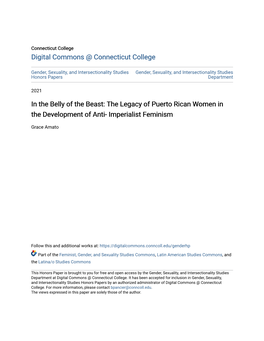 The Legacy of Puerto Rican Women in the Development of Anti- Imperialist Feminism