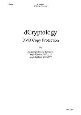 Dcryptology DVD Copy Protection