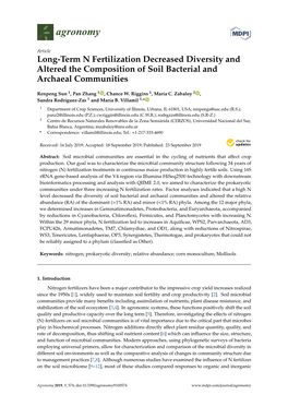 Long-Term N Fertilization Decreased Diversity and Altered the Composition of Soil Bacterial and Archaeal Communities