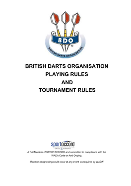 British Darts Organisation Playing Rules and Tournament Rules