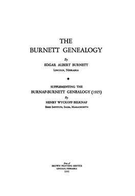 The Burnett Genealogy