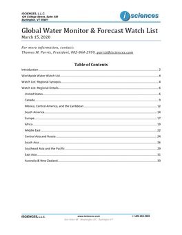 Global Water Monitor & Forecast Watch List