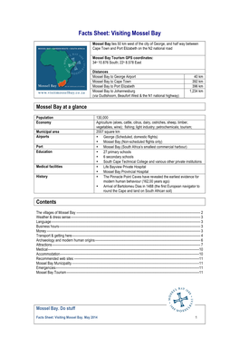Visiting Mossel Bay Facts Sheet 2014