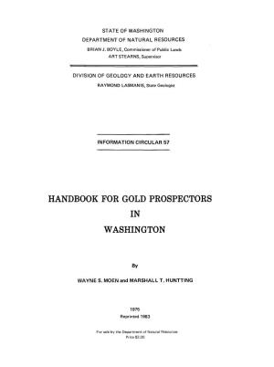 Handbook for Gold Prospectors in Washington