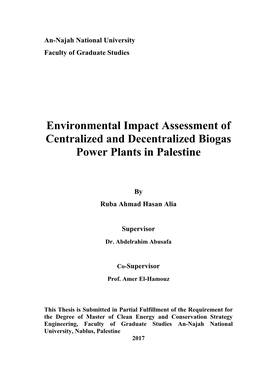 Environmental Impact Assessment of Centralized and Decentralized Biogas Power Plants in Palestine
