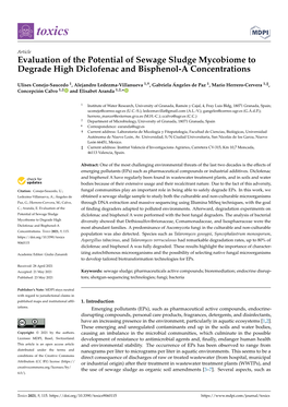 Evaluation of the Potential of Sewage Sludge Mycobiome to Degrade High Diclofenac and Bisphenol-A Concentrations