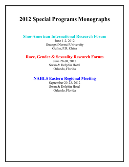 2012 Special Programs Monographs