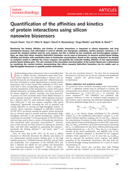 Quantification of the Affinities and Kinetics of Protein Interactions Using
