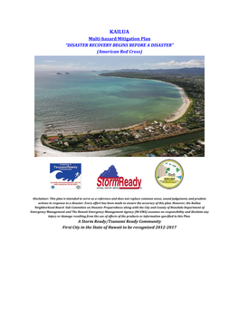 KAILUA Multi-Hazard Mitigation Plan “DISASTER RECOVERY BEGINS BEFORE a DISASTER” (American Red Cross)
