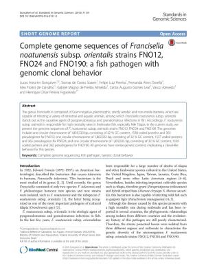 Complete Genome Sequences of Francisella Noatunensis Subsp