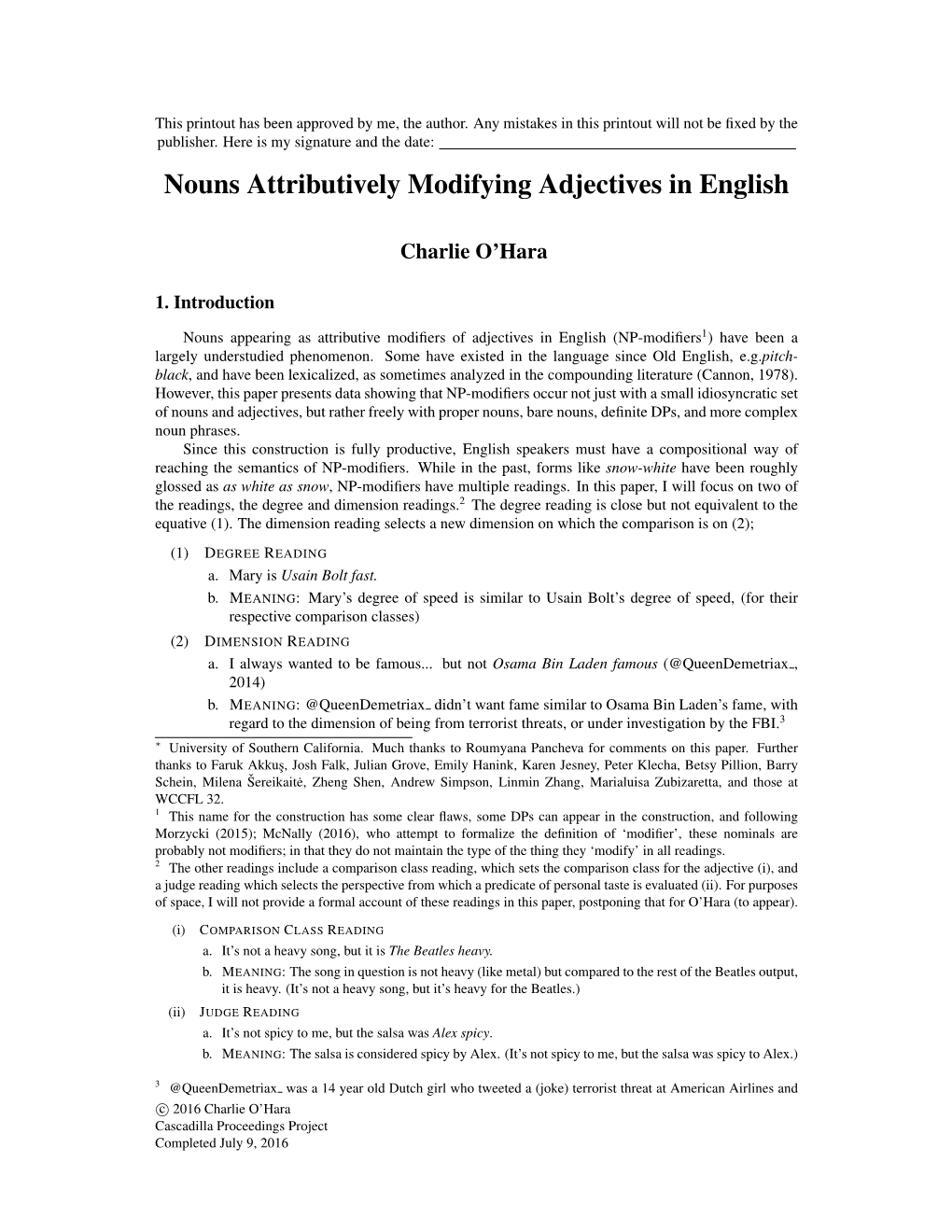 Nouns Attributively Modifying Adjectives in English