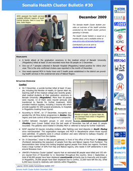 Somali Health Cluster Bulletin December 09