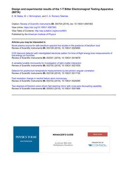 Design and Experimental Results of the 1-T Bitter Electromagnet Testing Apparatus (BETA) E