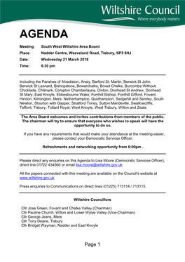 (Public Pack)Agenda Document for South West Wiltshire Area Board