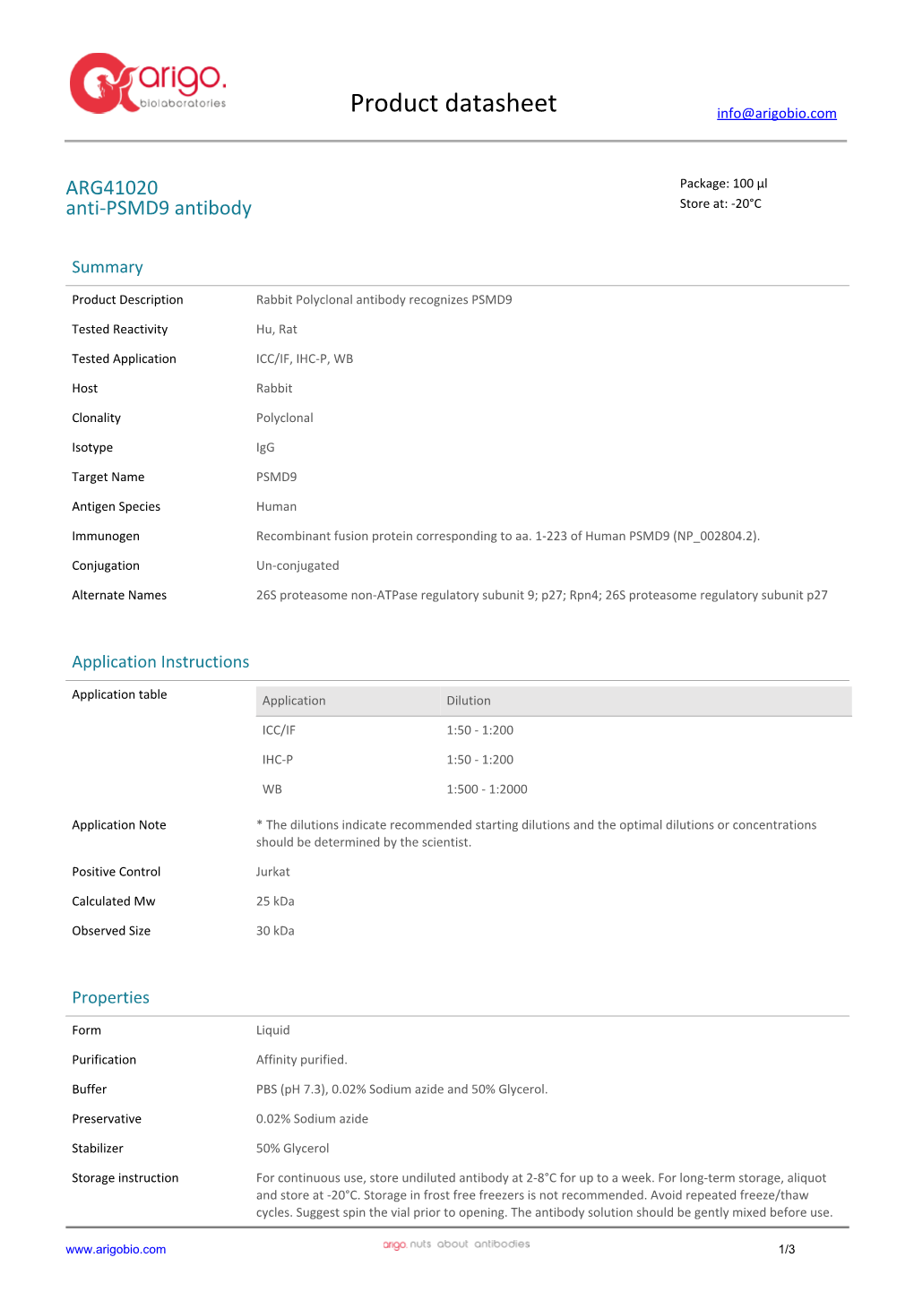 Anti-PSMD9 Antibody (ARG41020)