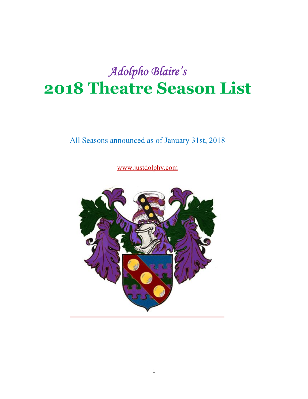 2008 Theatre Season List