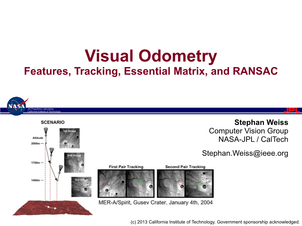 Visual Odometry Features, Tracking, Essential Matrix, and RANSAC