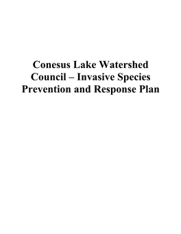 Conesus Lake Watershed Council – Invasive Species Prevention and Response Plan