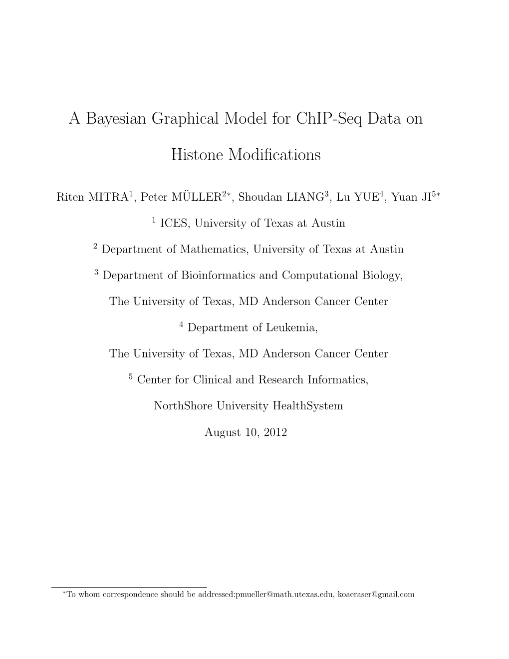 A Bayesian Graphical Model for Chip-Seq Data On