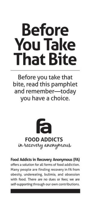 Before You Take That Bite Before You Take That Bite, Read This Pamphlet and Remember—Today You Have a Choice
