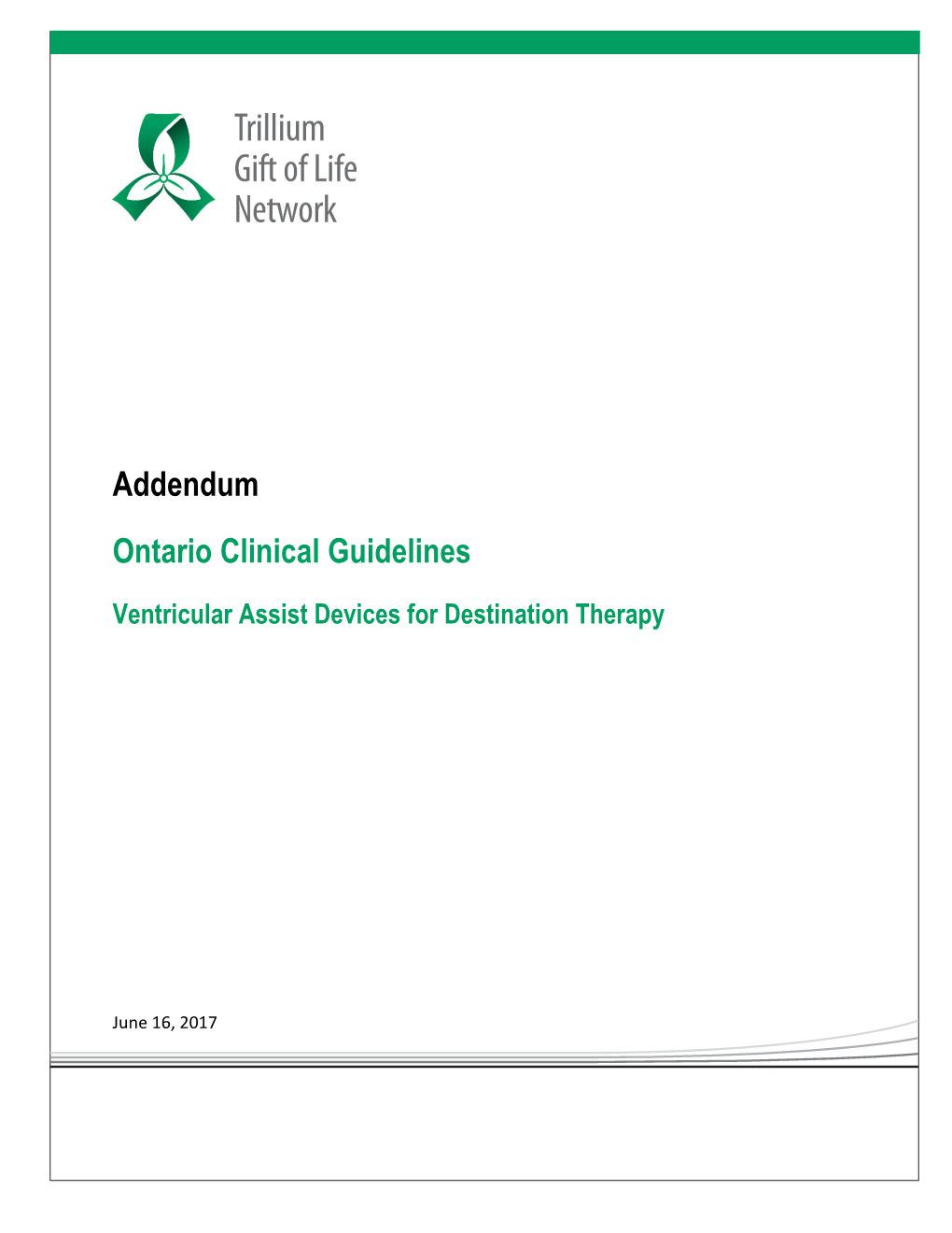 Addendum Ontario Clinical Guidelines