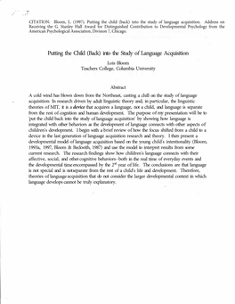Into the Study of Language Acquisition