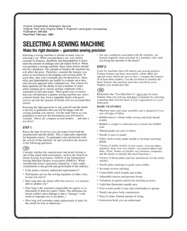 Selecting a Sewing Machine