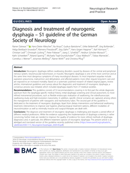 Diagnosis and Treatment of Neurogenic Dysphagia – S1