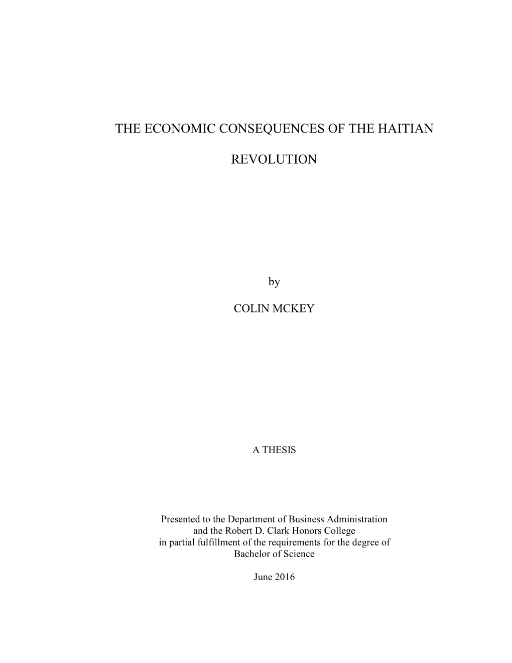 The Economic Consequences of the Haitian Revolution