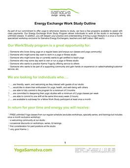 Energy Exchange Work Study Outline Our Work/Study