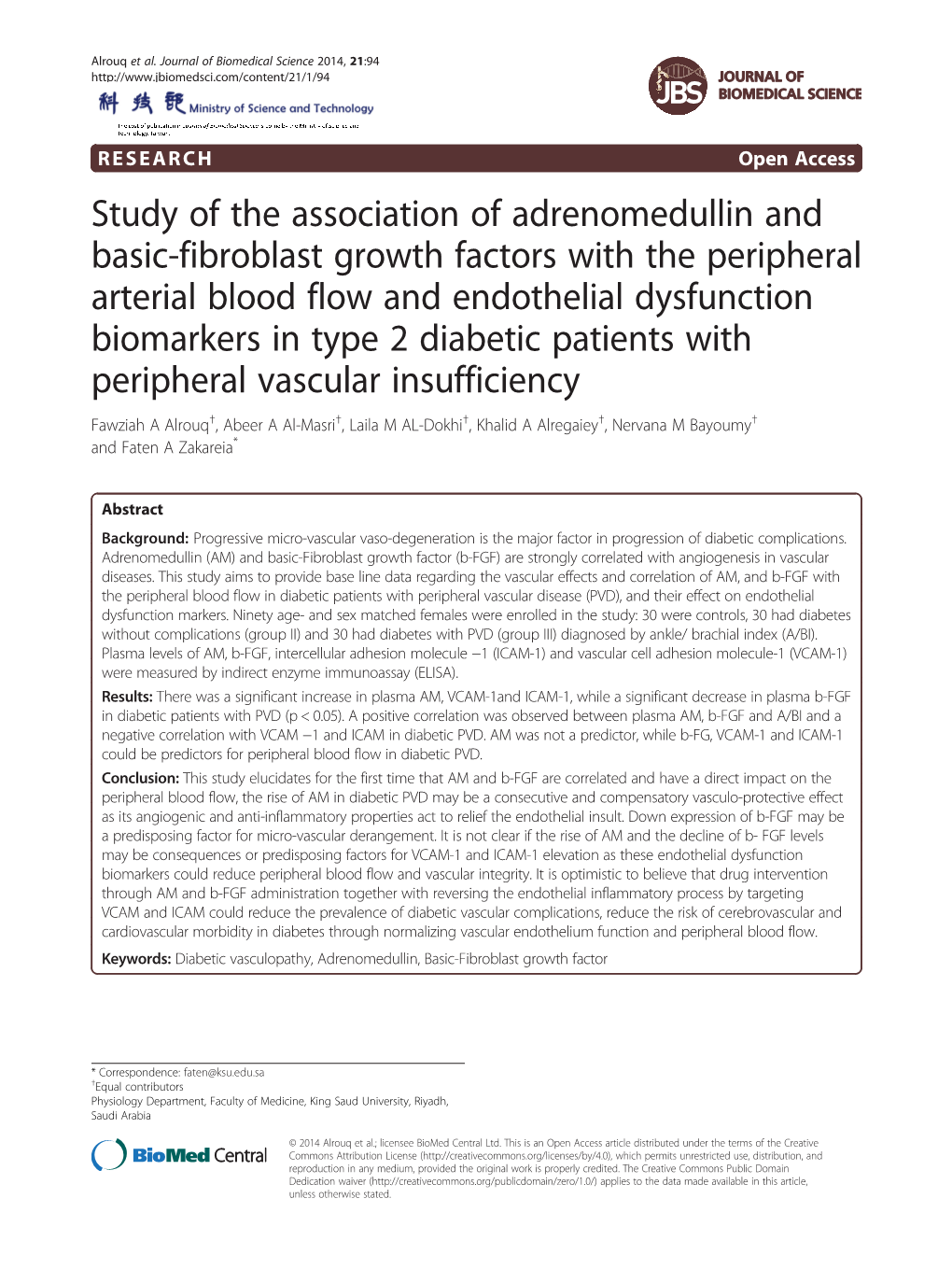 Study of the Association of Adrenomedullin and Basic