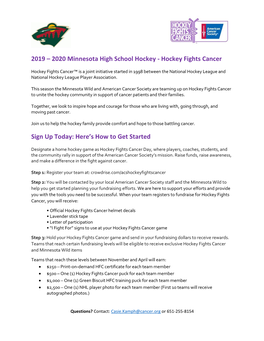 2019 – 2020 Minnesota High School Hockey - Hockey Fights Cancer