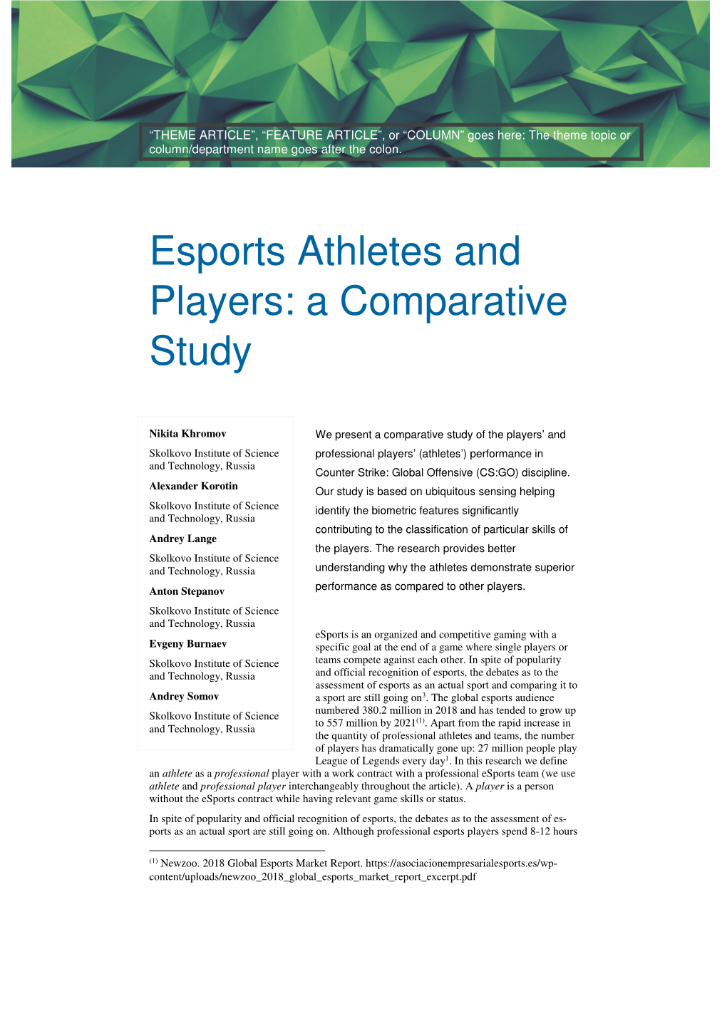 Esports Athletes and Players: a Comparative Study