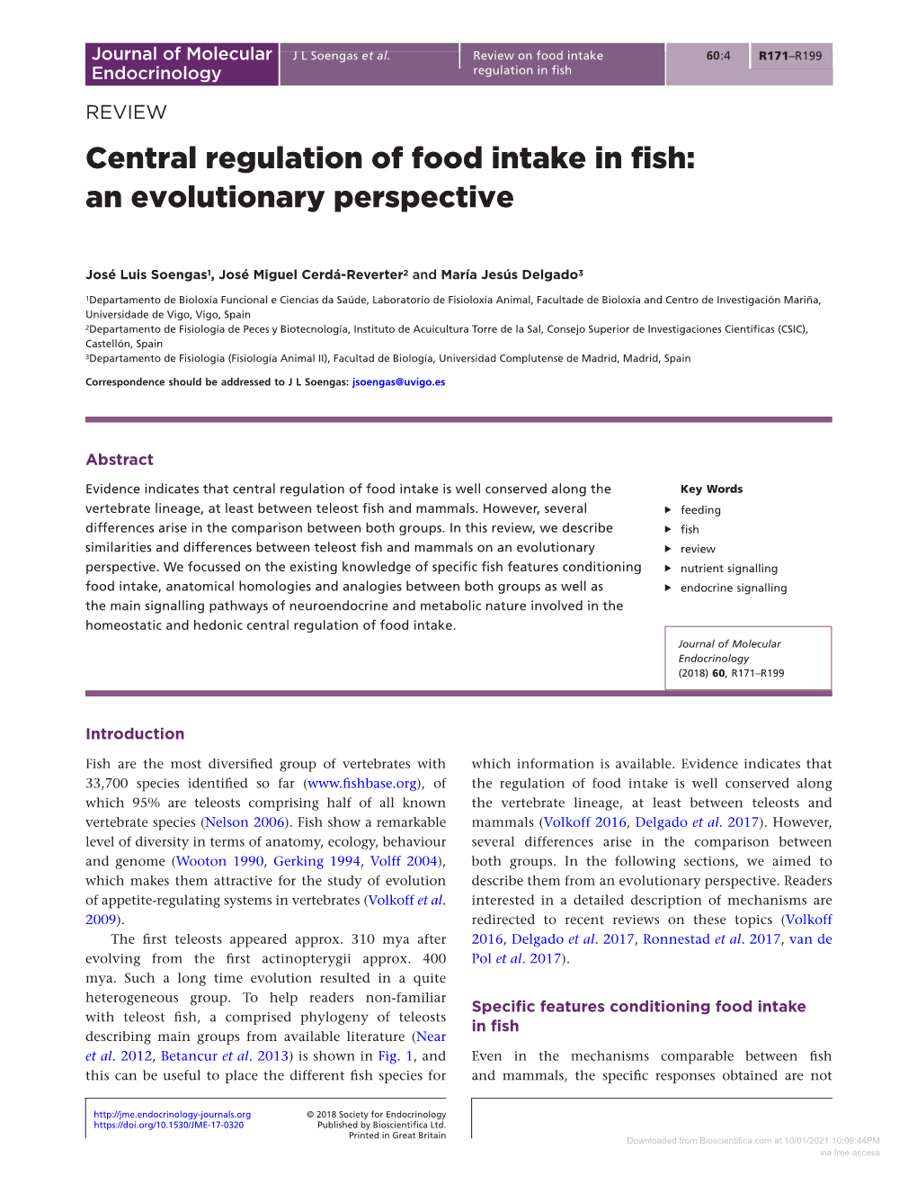 Central Regulation of Food Intake in Fish: an Evolutionary Perspective
