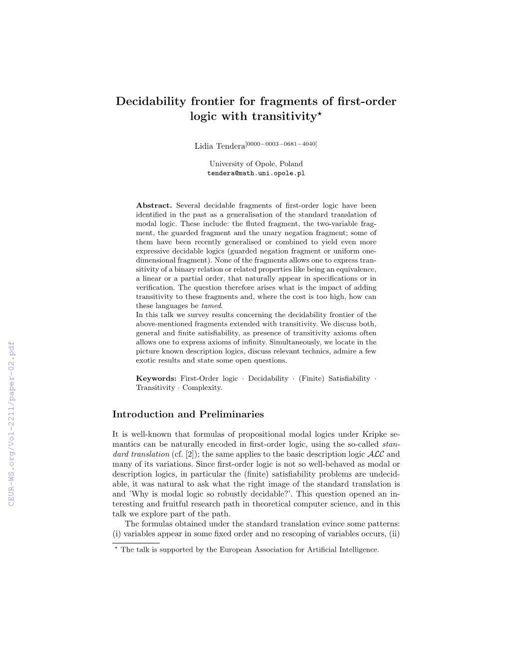 Decidability Frontier for Fragments of First-Order Logic with Transitivity⋆