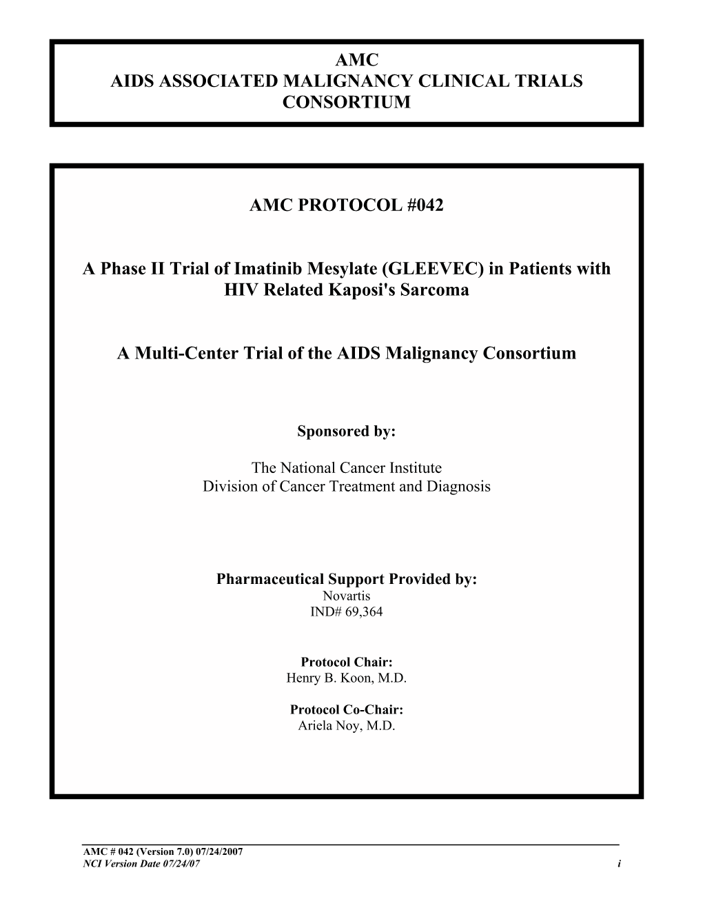 GLEEVEC) in Patients with HIV Related Kaposi's Sarcoma