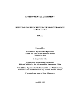 2009 Reducing Double-Crested Cormorant Damage in Wisconsin EA