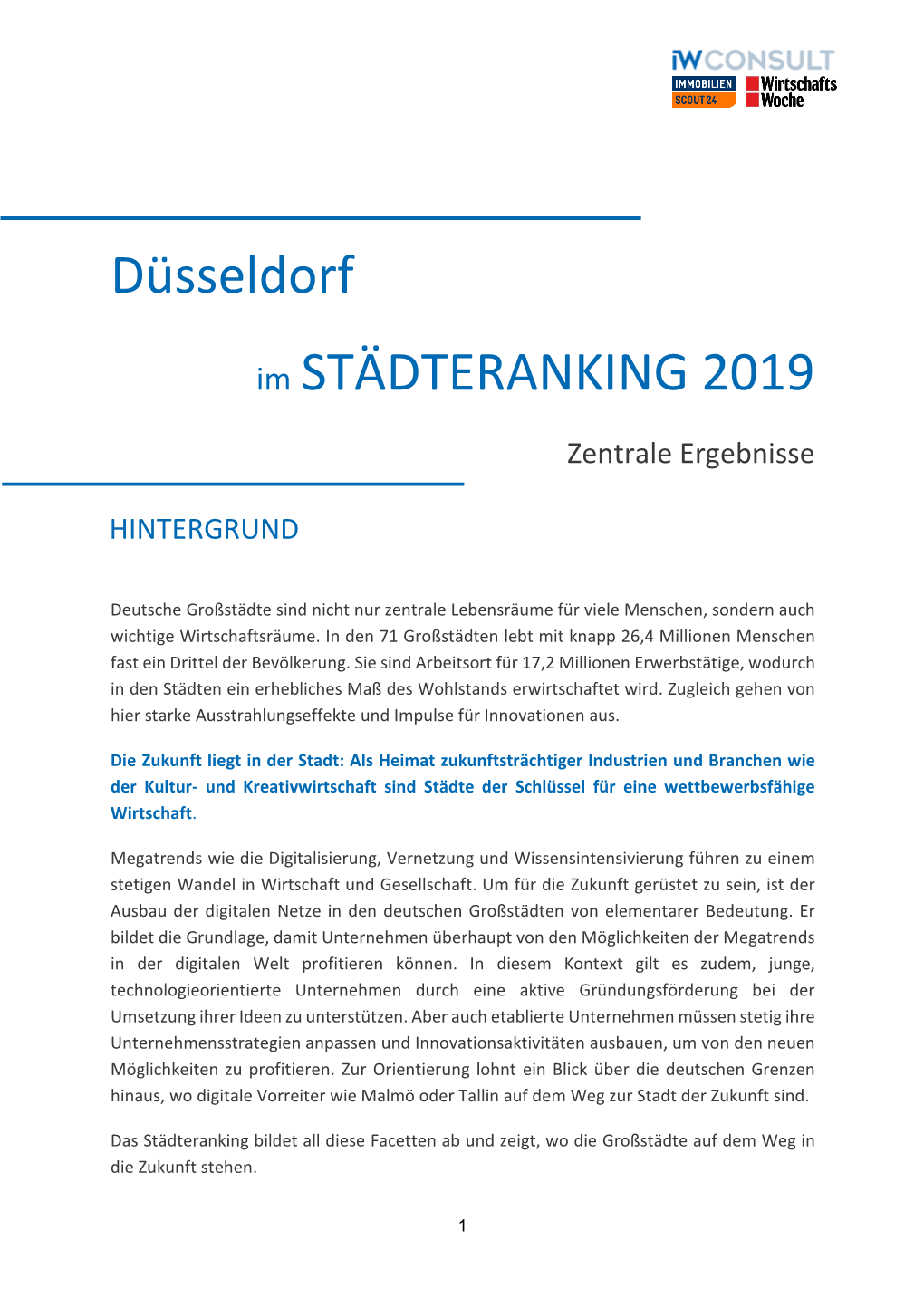 Düsseldorf Im STÄDTERANKING 2019