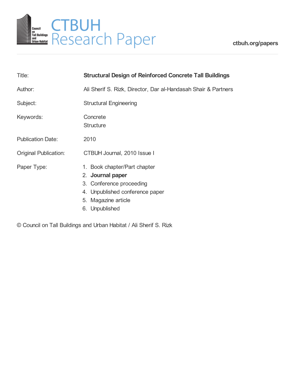 Structural Design of Reinforced Concrete Tall Buildings