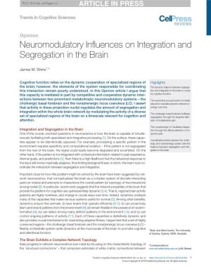 Neuromodulatory Influences on Integration and Segregation in The