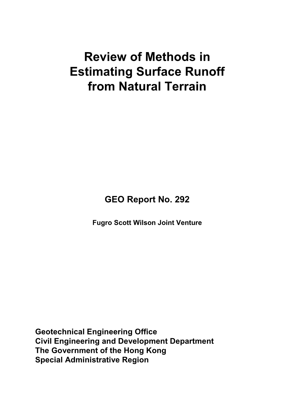 GEO Report No. 292