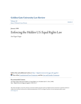 Enforcing the Hidden U.S. Equal Rights Law Ann Fagan Ginger