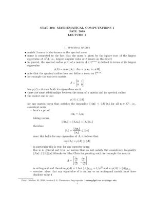 Stat 309: Mathematical Computations I Fall 2018 Lecture 4