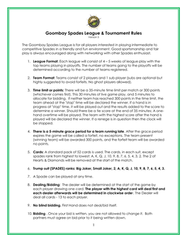 Goombay Spades League & Tournament Rules