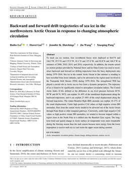 Backward and Forward Drift Trajectories of Sea Ice in the Northwestern Arctic Ocean in Response to Changing Atmospheric Circulation