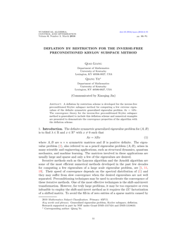 Deflation by Restriction for the Inverse-Free Preconditioned Krylov Subspace Method