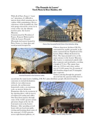 “The Pyramide Du Louvre” Text & Photos by Bruce Hamilton, AIA