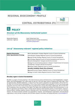 Regional Bioeconomy Profile Central Ostrobothnia (Fi