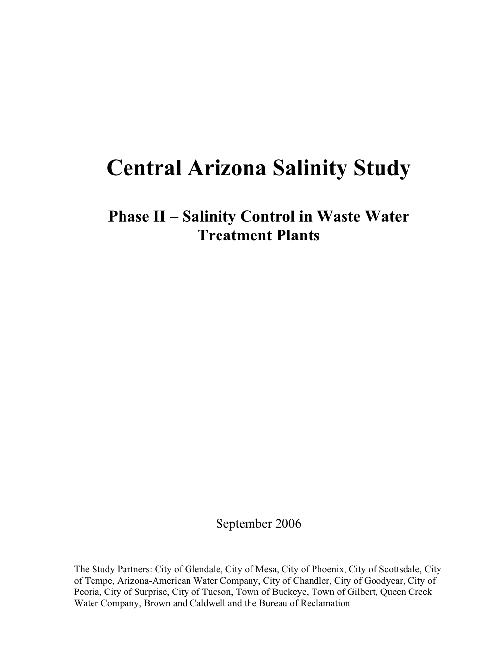 Central Arizona Salinity Study